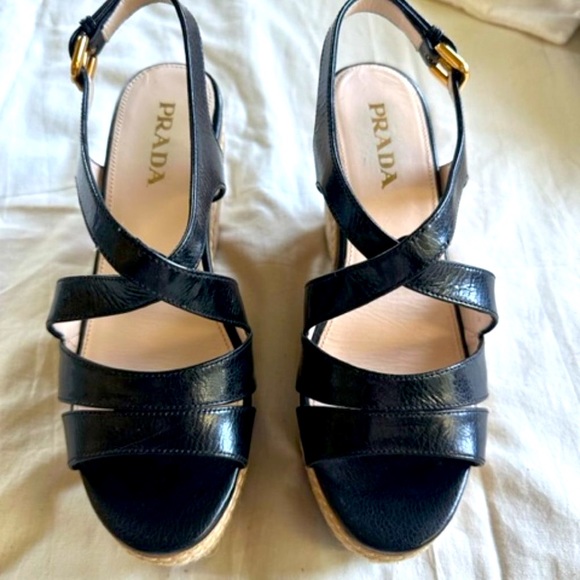 Prada Calzature Donna Cork Wedges Size 35 - Picture 2 of 6